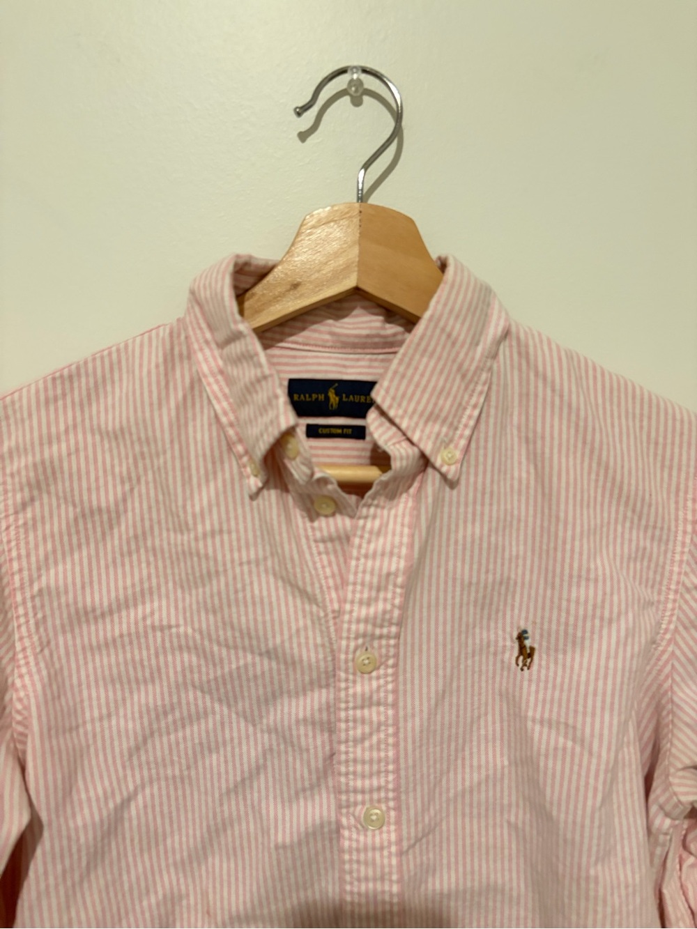 Ralph Lauren Pinstripe Oxford Shirt Pink Size Small Button Up Preppy 100% Cotton - Picture 4 of 13